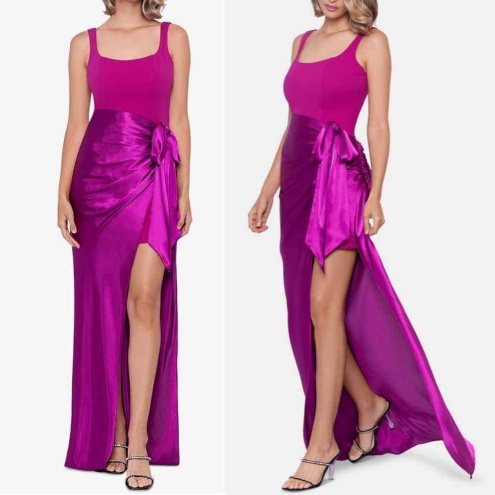 Betsy & Adam Women's Long Sleeveless Scoop Neck Maxi
Dress size 4 orchid magenta